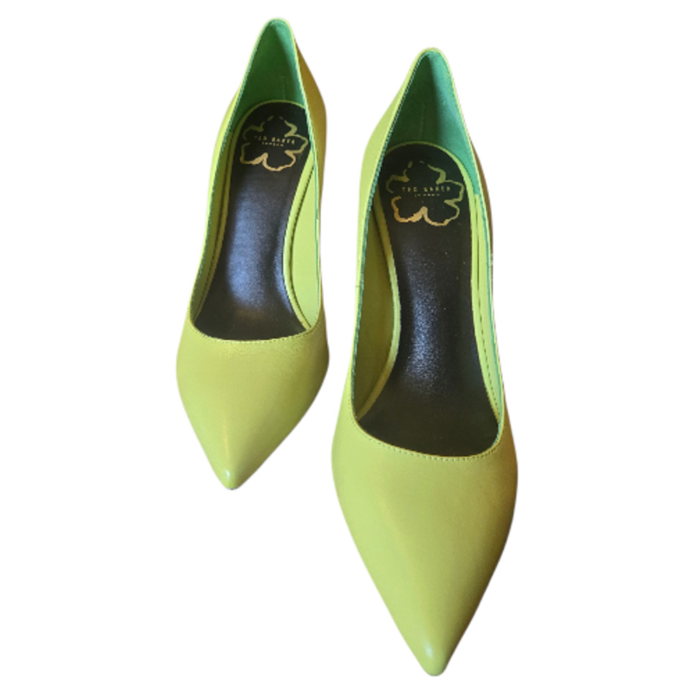 Ted Baker London Teyma Green Leather Court Pump Block Heel 37 - Picture 2 of 8